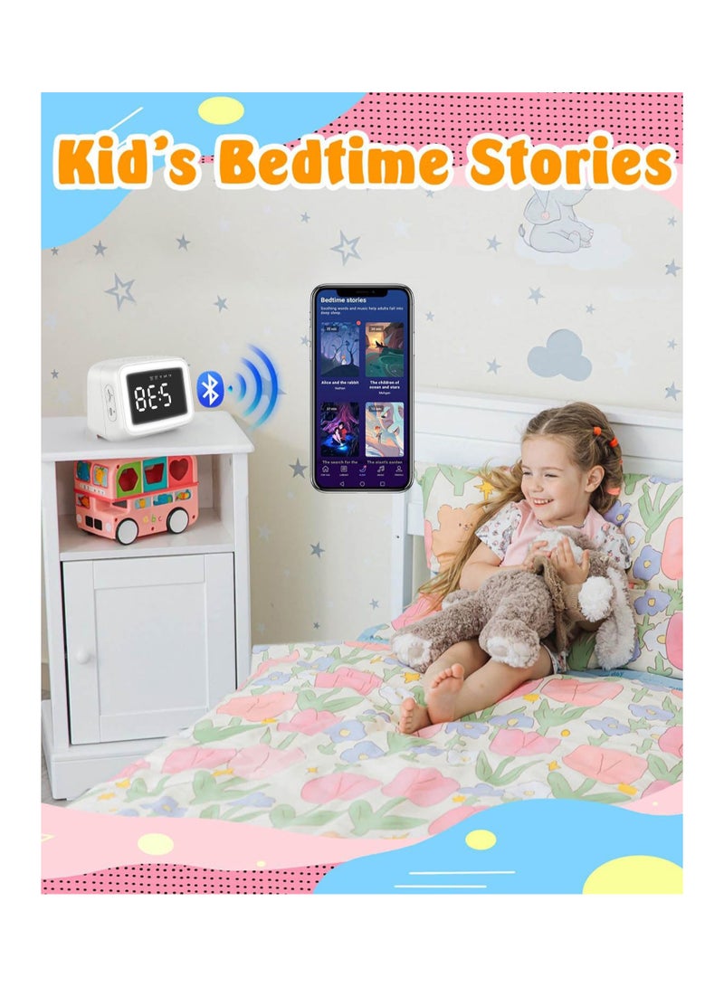 SOLARAE Kids Alarm Clock with Bluetooth Speaker for Bedroom, Ok to Wake Alarm Clock for Kids with Dimmable Night Light,Digital Clock with Dual Alarms,Snooze,Timer for Teens, White - Image 4