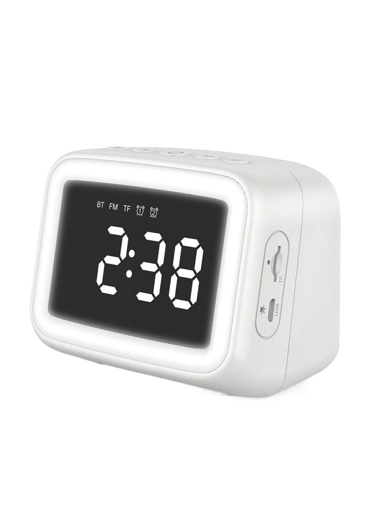 SOLARAE Kids Alarm Clock with Bluetooth Speaker for Bedroom, Ok to Wake Alarm Clock for Kids with Dimmable Night Light,Digital Clock with Dual Alarms,Snooze,Timer for Teens, White - Image 1