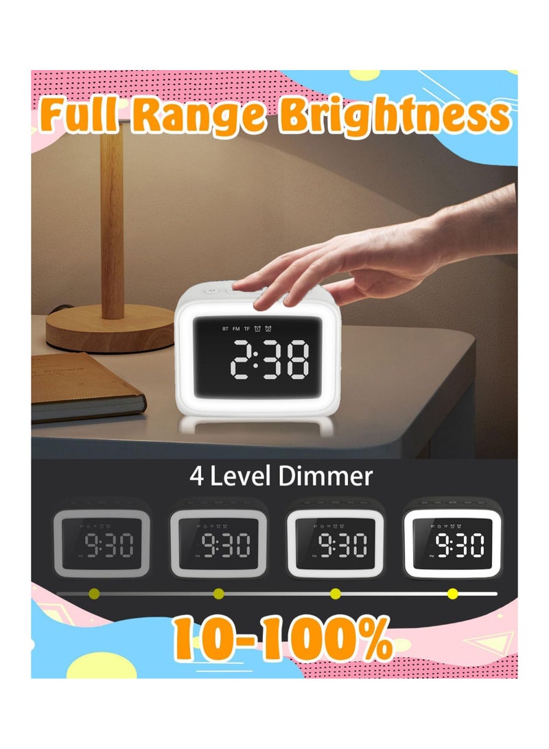 SOLARAE Kids Alarm Clock with Bluetooth Speaker for Bedroom, Ok to Wake Alarm Clock for Kids with Dimmable Night Light,Digital Clock with Dual Alarms,Snooze,Timer for Teens, White - Image 5