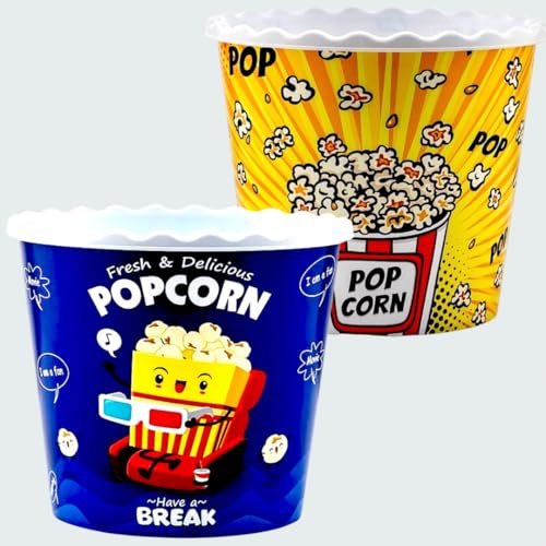 ONONEXPRESS Modern Style Reusable Plastic Popcorn Box/Popcorn Containers/Popcorn Bowls Set for Movie Theater Night - (BPA Free - 6 Pack - 75 oz) (Popcorn Mix A) - Image 1