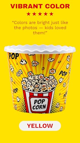 ONONEXPRESS Modern Style Reusable Plastic Popcorn Box/Popcorn Containers/Popcorn Bowls Set for Movie Theater Night - (BPA Free - 6 Pack - 75 oz) (Popcorn Mix A) - Image 3