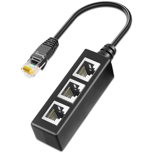 VOOCME RJ45 Ethernet Splitter Cable, RJ45 Y Splitter Adapter 1 to 3 Port Ethernet Switch Adapter Cable for CAT 5 / CAT 6 LAN Socket Connector Cat5 Cat6 Cable - Image 1