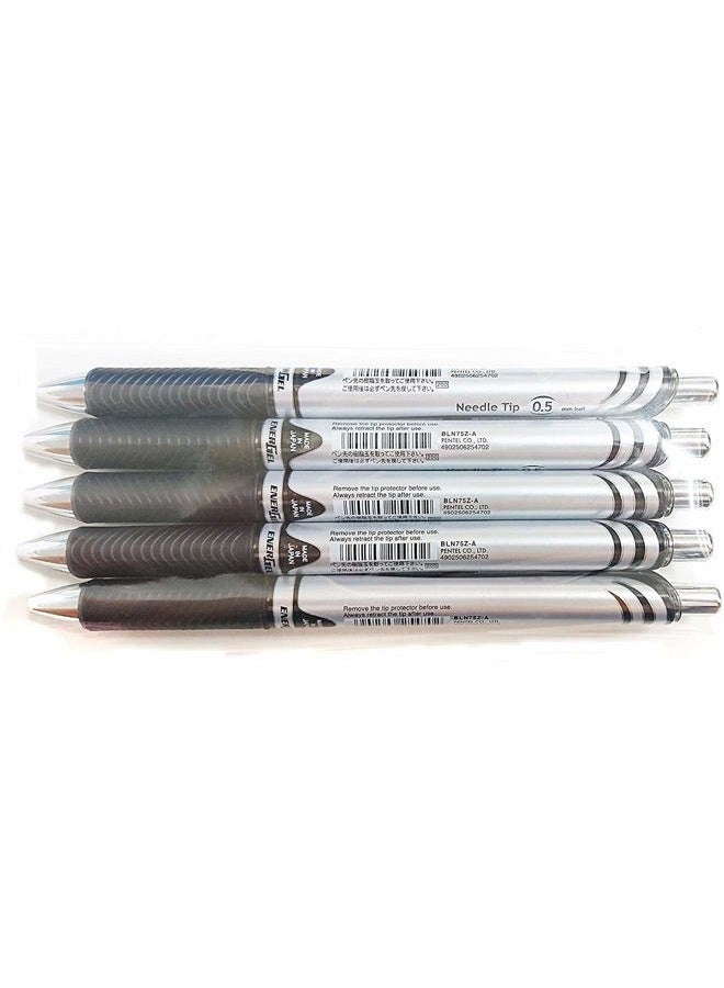 Pentel EnerGel Deluxe RTX Retractable Liquid Gel Pen,0.5mm, Fine Line, Needle Tip, Black Ink-Value set of 5 - Image 3
