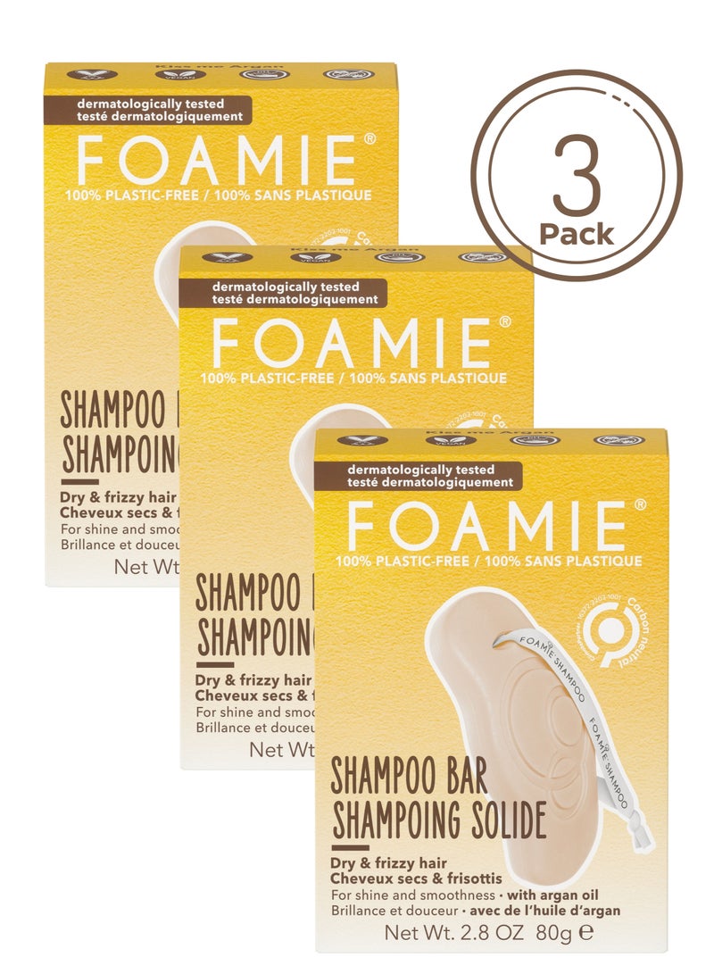 FOAMIE Argan Oil Shampoo Bar for Dry & Frizzy Hair Pack of 3 - Image 1