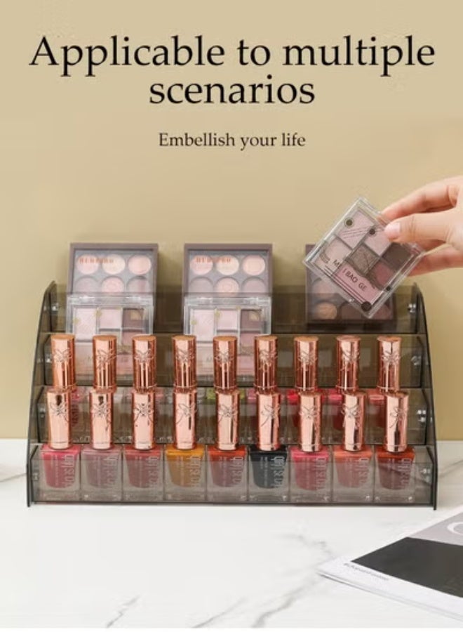 DUNISO 4-Layer Transparent Black Nail Polish Display Holder， Nail Polish Rack, Multi-Layer Trapezoidal Cosmetics Lipstick Organizer, Desktop Display Stand, Suitable For Eyeshadow Palette, Powder Pad, Lipstick And Perfume Organization, Professional Nail Salon Makeup Table - Image 5