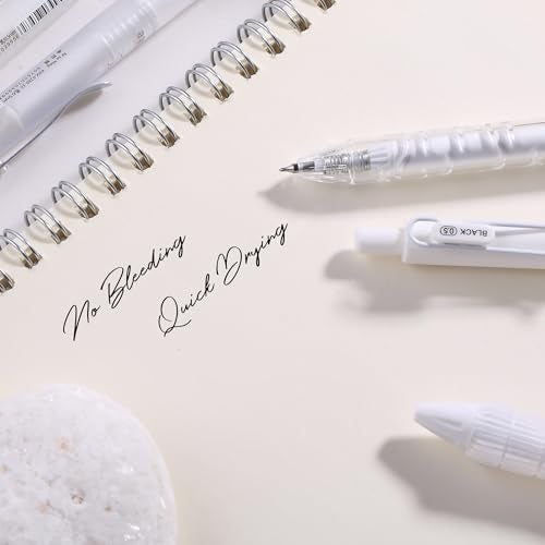 VideMundi 5 Count Pastel Gel Ink Pen Set,Cute Note Taking 0.5mm Fine Point Retractable 5 Count Black Ink Pens for Writing, Journaling, School, Office (White) - Image 4