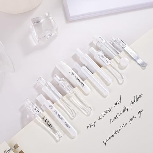 VideMundi 5 Count Pastel Gel Ink Pen Set,Cute Note Taking 0.5mm Fine Point Retractable 5 Count Black Ink Pens for Writing, Journaling, School, Office (White) - Image 3