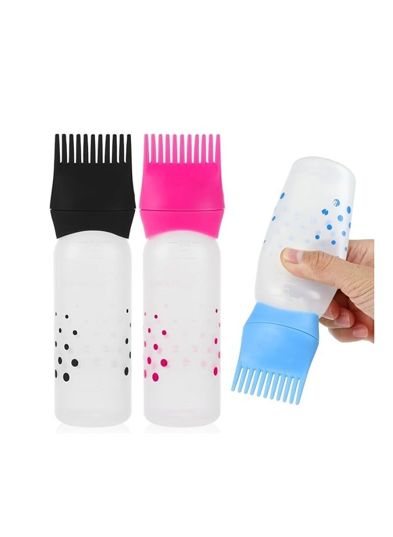 3 Pack Root Comb Applicator Bottles, 6 Ounce Plastic Squeeze Hair Dye Oil Applicators with Graduated Scale - Image 1