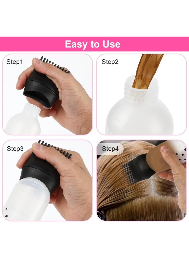 3 Pack Root Comb Applicator Bottles, 6 Ounce Plastic Squeeze Hair Dye Oil Applicators with Graduated Scale - Image 3