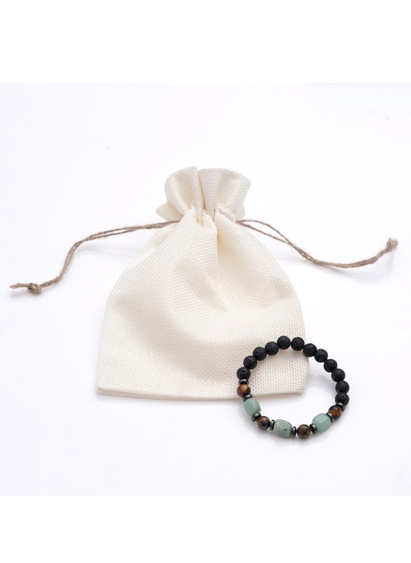 Subhati - Bracelet with Lava Stone | Tiger Eye | Green aventurine - Image 1