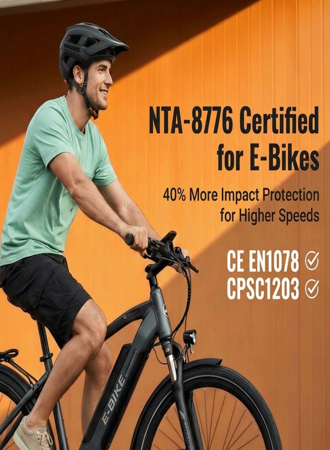 KINGBIKE NTA-8776 Mountain Bike Helmet Professional Ebike Helmets with 3-Level Adjustable Visor & Camera Mount E-MTB Helmet for Adults Men Women Youth E-Bike Safety Certified (Matte Black, Large) - Image 2