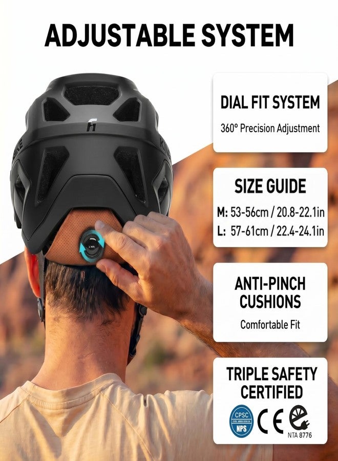 KINGBIKE NTA-8776 Mountain Bike Helmet Professional Ebike Helmets with 3-Level Adjustable Visor & Camera Mount E-MTB Helmet for Adults Men Women Youth E-Bike Safety Certified (Matte Black, Large) - Image 5