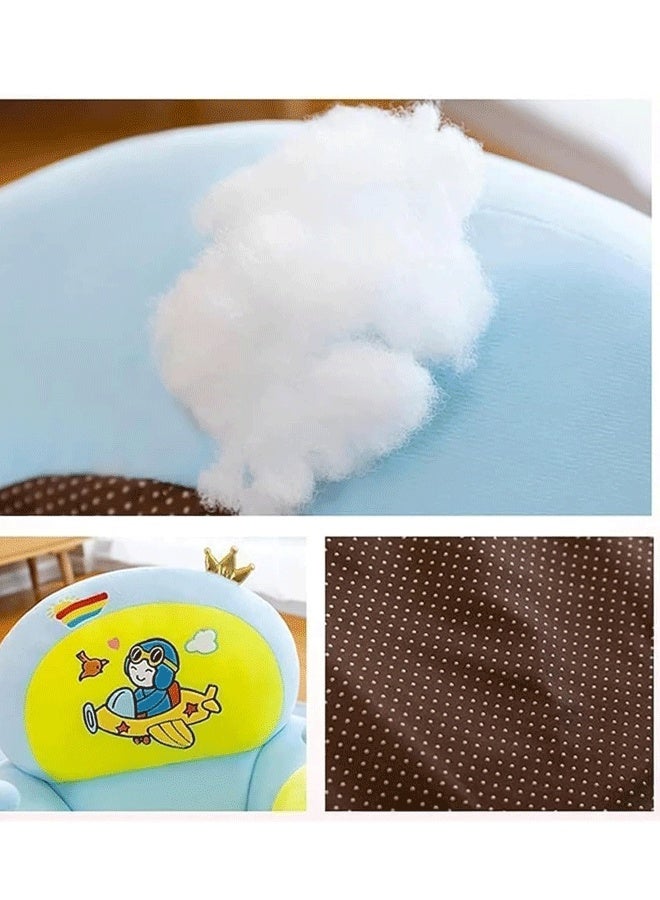 Reelyo Baby Sofa Baby Learning Seat with Support Bar Hanging Toys – Adjustable Infant Floor Chair for Newborns, Soft & Safe Sitting Trainer Blue - Image 3