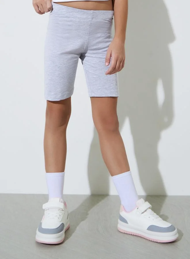 ستايلي Pack of 2 - Girls Black and Grey Knitted Cycling Shorts