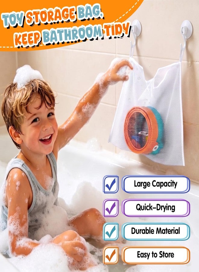 Fantspati Race Car Bath Toy Set, 10-Piece Long Flexible Dual-Color Bathtub Track Set with 2 Mini Cars, Mesh Storage Bag, Strong Suction Cups, Adhesive Hooks- DIY Bathtub Water Slide Toys for Kids Ages 3+ - Image 4