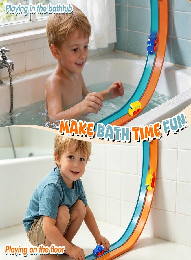 Fantspati Race Car Bath Toy Set, 10-Piece Long Flexible Dual-Color Bathtub Track Set with 2 Mini Cars, Mesh Storage Bag, Strong Suction Cups, Adhesive Hooks- DIY Bathtub Water Slide Toys for Kids Ages 3+ - Image 5