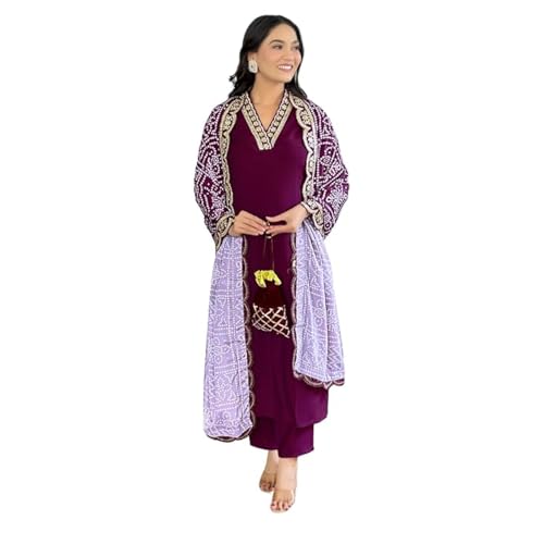 Naixa Women's Maroon Viscose Silk Embroidered Straight Kurta with Viscose Silk Pant and Chinon Printed Dupatta Sets (NX-586-Maroon-L) - Image 1