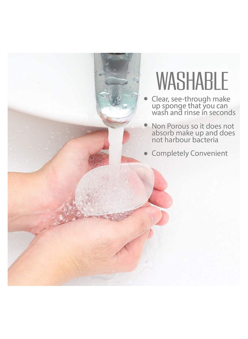KASTWAVE اسفنجة بودرة شفافة من السيليكون، قابلة للغسل، عالية الجودة، اسفنجة مكياج للاستخدام الجاف والرطب لكريم الأساس السائل، 4 قطع - Image 5