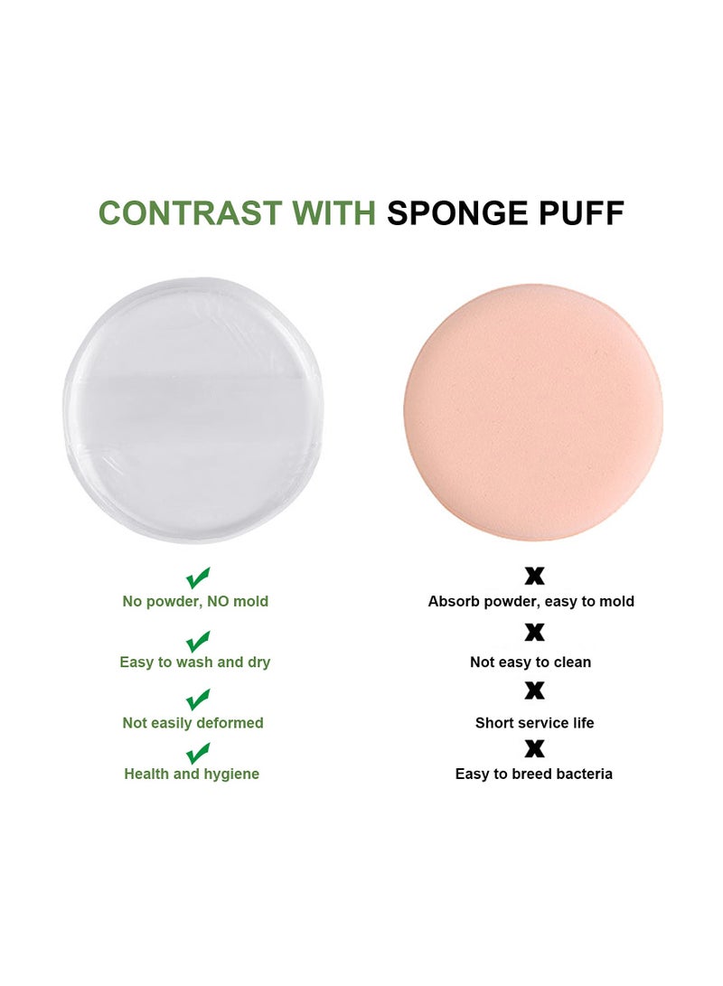KASTWAVE اسفنجة بودرة شفافة من السيليكون، قابلة للغسل، عالية الجودة، اسفنجة مكياج للاستخدام الجاف والرطب لكريم الأساس السائل، 4 قطع - Image 3