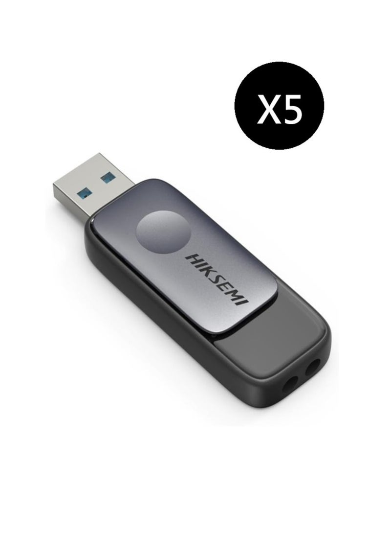 HIKSEMI Bundle Of 5 16GB USB 3.2 Flash Drive, Black (HS-USB-M210S 16G U3)