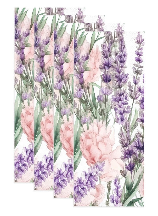 WRAPAHOLIC 50Pcs Purple Lavender Floral Guest Napkins - 3-Ply Guest Disposable Hand Towels for Bathroom, Spring Summer Floral Wedding Birthday Tea Party - 4.3 x 7.9 In - Image 3