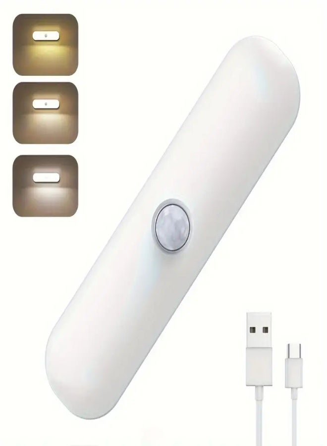 ارواق ضوء ليلي ذكي LED بمستشعر حركة – قابل لإعادة الشحن عبر USB، قابل لتعديل الإضاءة، تثبيت مغناطيسي، كشف بزاوية واسعة 120° | مثالي لغرف النوم، الممرات، الخزائن، والحمامات - Image 1