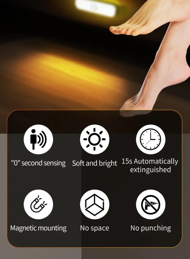 ارواق ضوء ليلي ذكي LED بمستشعر حركة – قابل لإعادة الشحن عبر USB، قابل لتعديل الإضاءة، تثبيت مغناطيسي، كشف بزاوية واسعة 120° | مثالي لغرف النوم، الممرات، الخزائن، والحمامات - Image 3