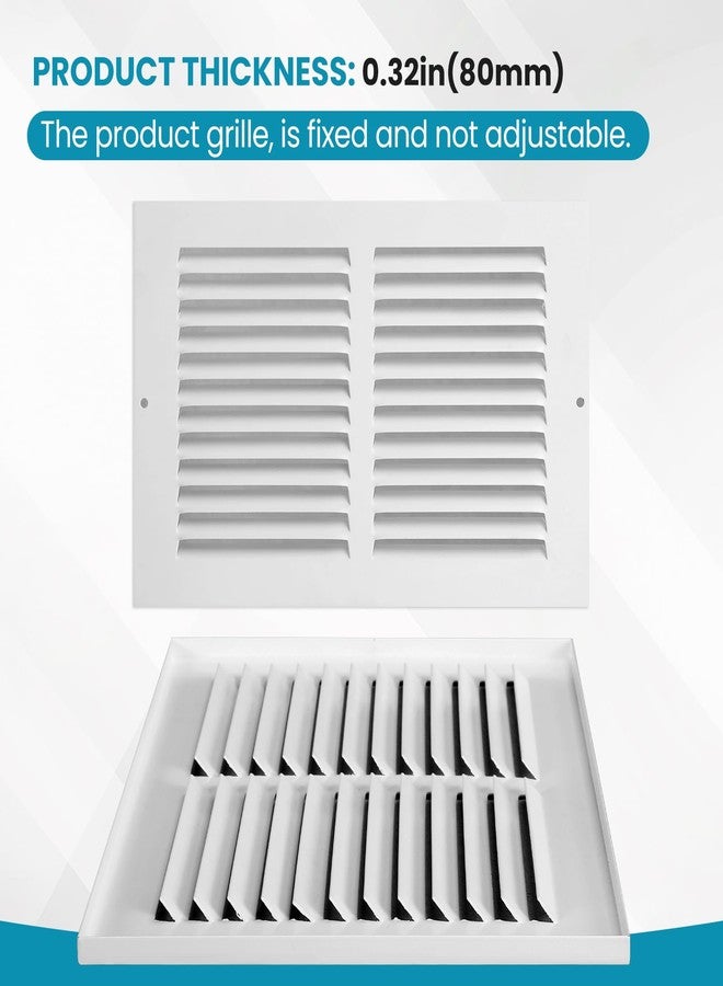 VOISEN Return Air Grille,Fits 10x6 Duct Opening,Steel Return Vent Cover, White Vent Cover Grill for Sidewall and Ceiling,HAVC Cold Air Return Vent Cover,Overall Size:11.8" W X 7.9" H - Image 4