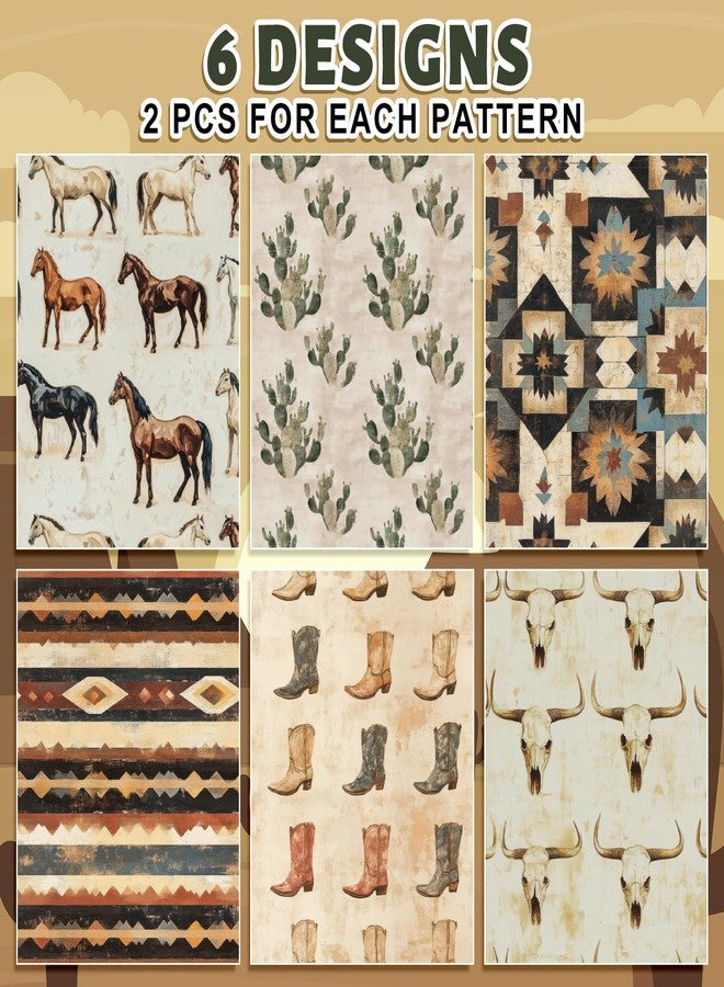 FYSUIMU 12 Sheets Western Cowboy Wrapping Paper - Not Roll - Vintage Cow Horse Cactus Gift Wrap Paper Folded Flat for DIY Crafts Wild West Rodeo Birthday, 19.7 x 27.6 Inch - Image 3