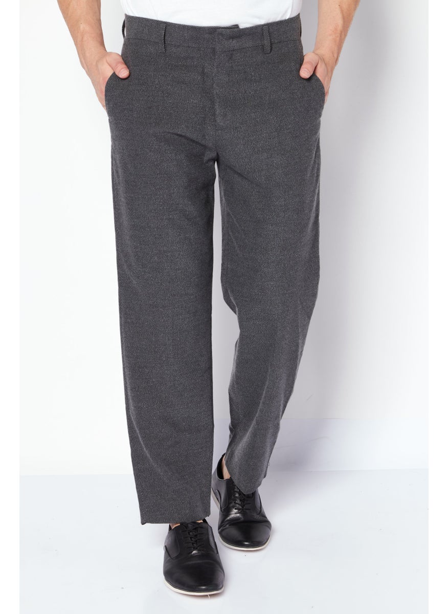 Selected Homme Men Straight Fit Micro Stripe Print Regular Inseam Dress Pants, Charcoal  - Image 1