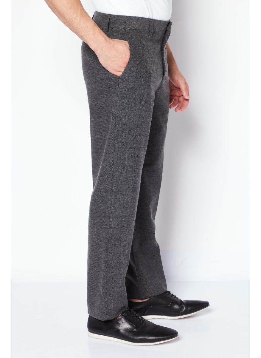 Selected Homme Men Straight Fit Micro Stripe Print Regular Inseam Dress Pants, Charcoal  - Image 3