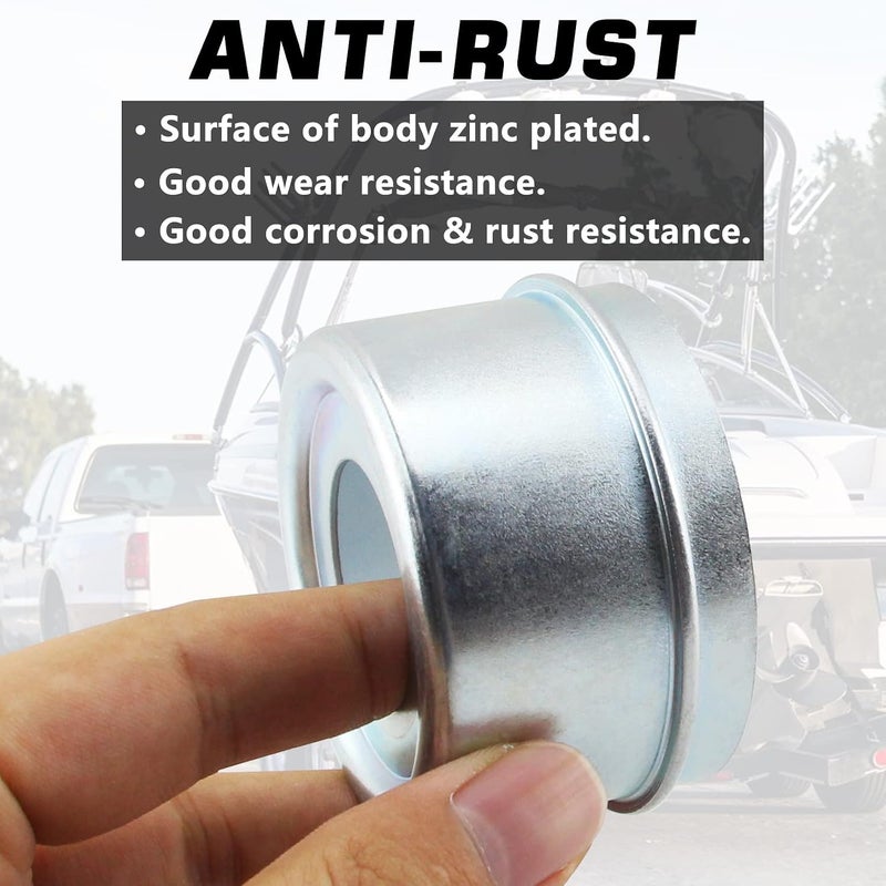 GREPSPUD 4pcs 2.44'' Trailer Hub Dust Caps, Trailer Spindle Axle Bearing Dust Cap Cup Grease Cover Caps & Extra Rubber Plugs for 5200 to 6000 lbs Boat Trailer Dexter EZ Lube Trailer Camper RV Axles - Image 5