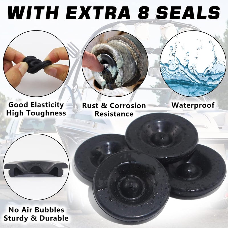 GREPSPUD 4pcs 2.44'' Trailer Hub Dust Caps, Trailer Spindle Axle Bearing Dust Cap Cup Grease Cover Caps & Extra Rubber Plugs for 5200 to 6000 lbs Boat Trailer Dexter EZ Lube Trailer Camper RV Axles - Image 2