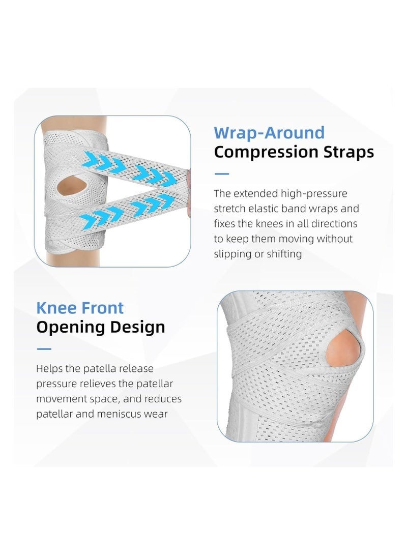 Vilico Knee Brace with Side Stabilizers, Professional Knee Compression Support Brace Adjustable Knee Wrap with Patella Pad Relief Pain for Meniscus Tear ACL MCL Arthritis Injuries（L） - Image 4