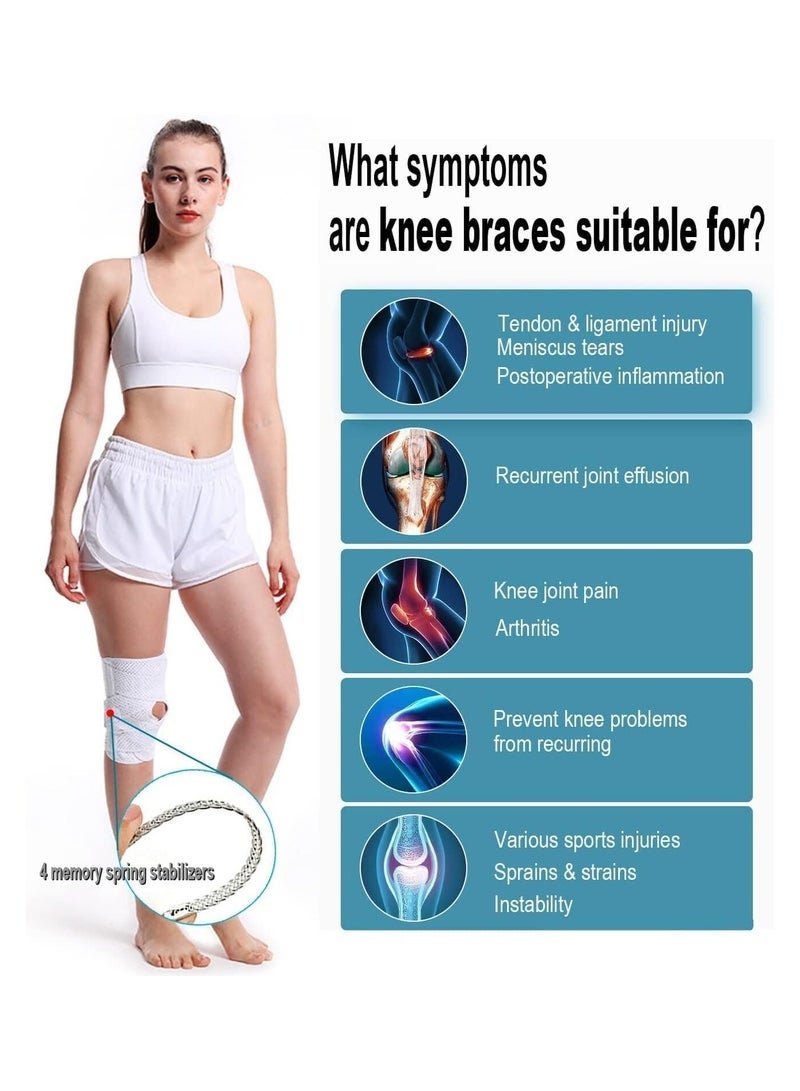 Vilico Knee Brace with Side Stabilizers, Professional Knee Compression Support Brace Adjustable Knee Wrap with Patella Pad Relief Pain for Meniscus Tear ACL MCL Arthritis Injuries（L） - Image 5