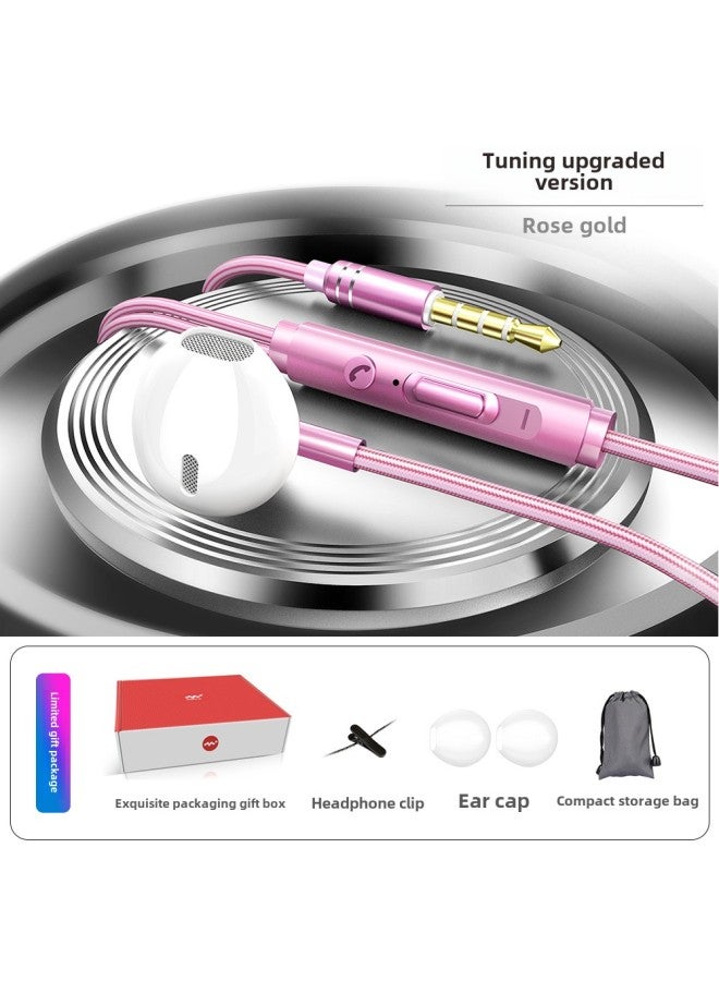 BNR Headphones Are Suitable For Huawei Eight Nuclear High-quality Apple Wire-controlled Gaming Computer Mobile Phone Earplugs-Color:S6 Flagship [rose Gold] Gift Box Packaging + Silicone Ear Cap Clip + Storage Bag  - Image 1