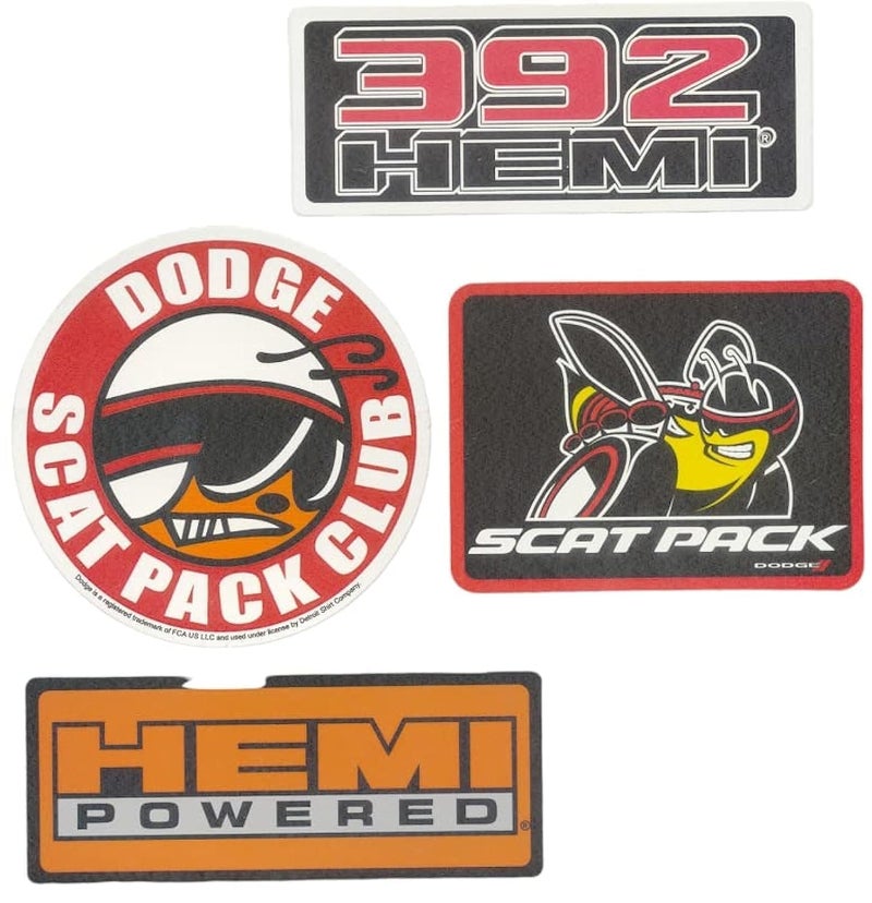 Mopar 4-Pack Dodge Scat Pack and HEMI Vinyl Stickers Made in Detroit - Image 1
