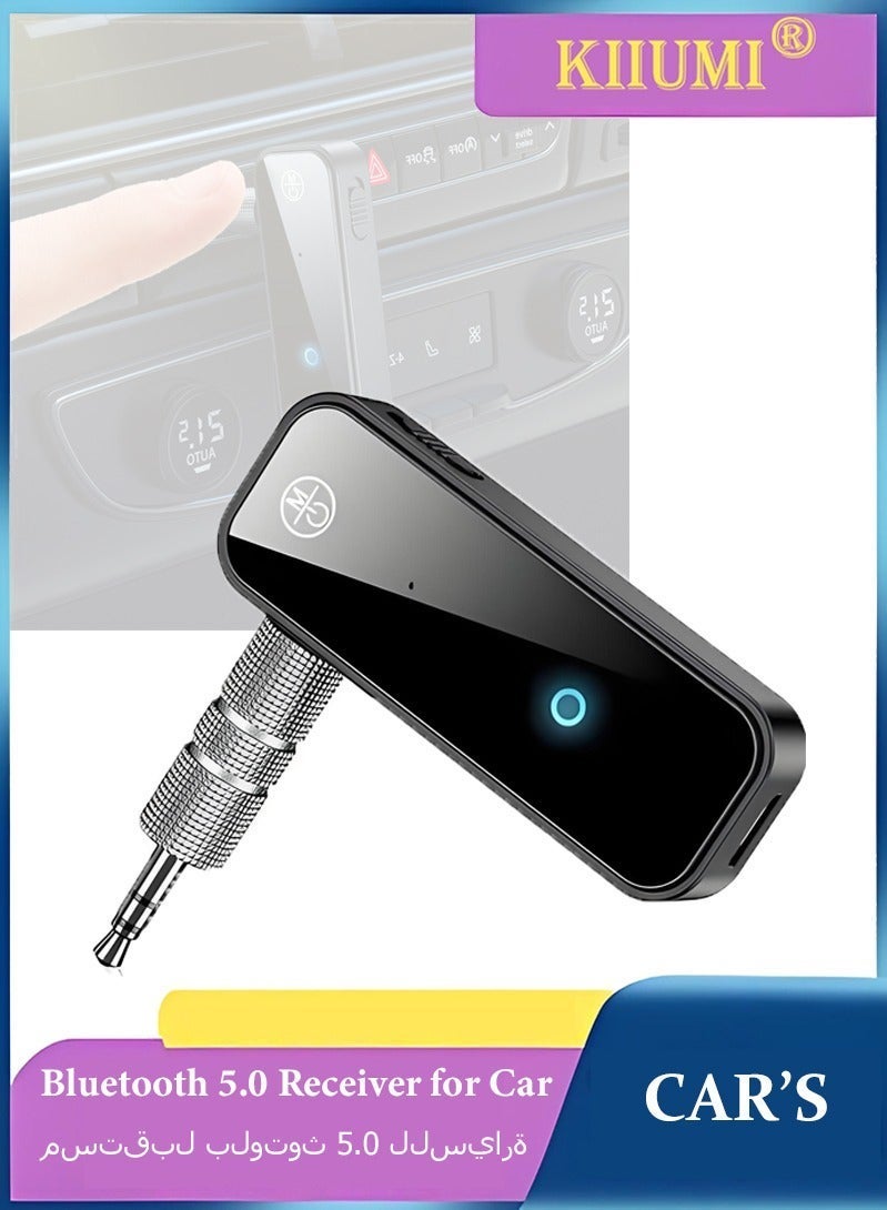 KIIUMI Bluetooth 5.0 Receiver for Car Noise Cancelling Bluetooth AUX Adapter 3.5mm Jack Aux Reciever 2-in-1 Wireless Transmitter Suitable for Speakers Headphones Home Music Streaming Stereo PC - Image 1