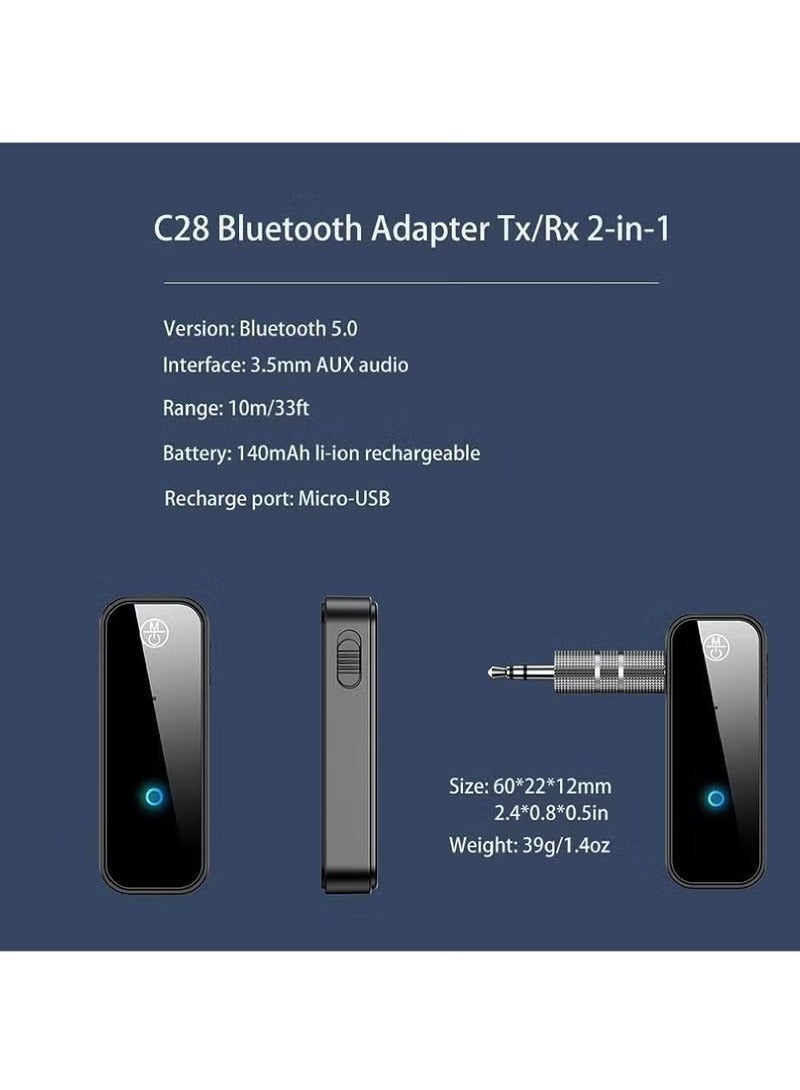 KIIUMI Bluetooth 5.0 Receiver for Car Noise Cancelling Bluetooth AUX Adapter 3.5mm Jack Aux Reciever 2-in-1 Wireless Transmitter Suitable for Speakers Headphones Home Music Streaming Stereo PC - Image 4
