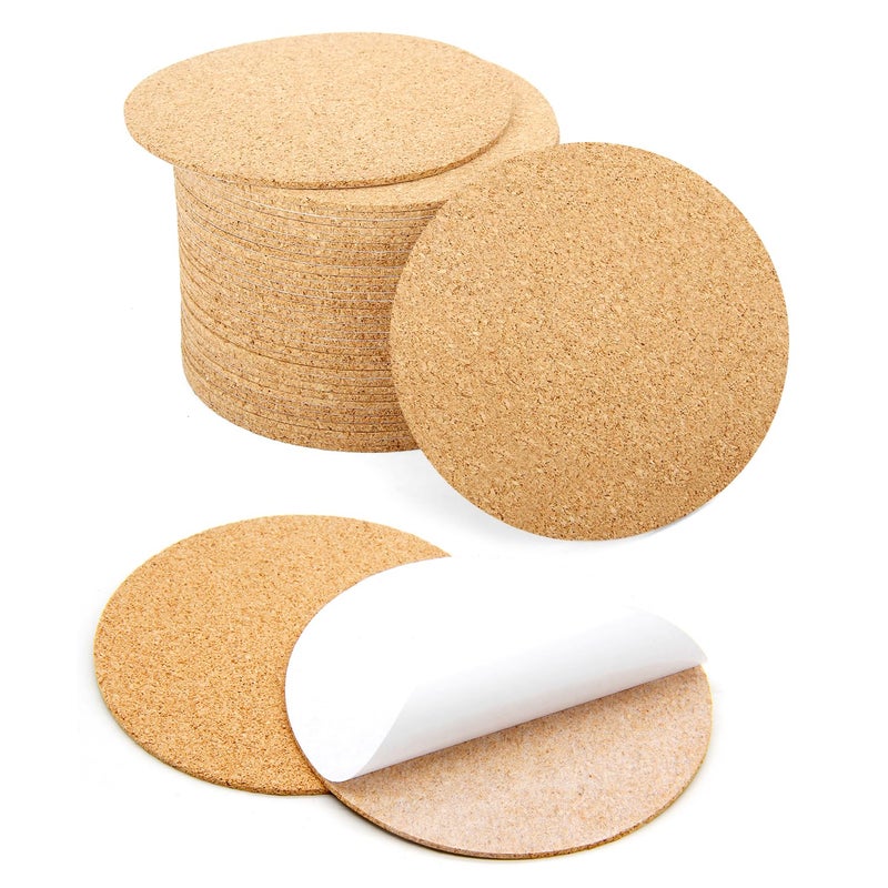 Blisstime 36 Pcs SelfAdhesive Cork Round for DIY Coasters 4x 4 Cork Circle Cork Tiles Cork Mat Cork Sheets with Strong AdhesiveBacked