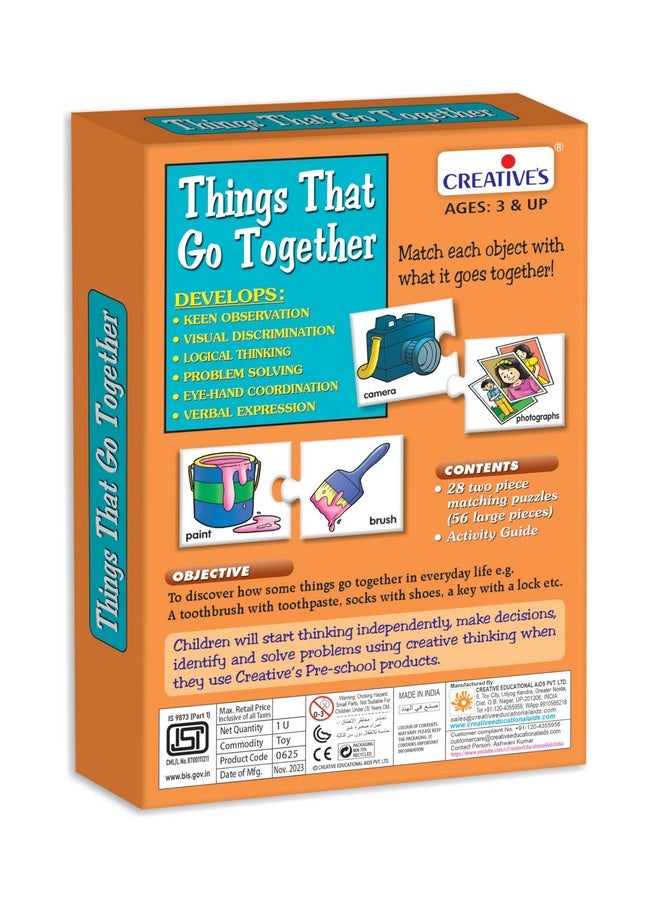 Creative's Things That Go Together | Pre-School Learning Puzzles | Educational Puzzles For Kids | Early Learning Puzzles | Eye-Hand Coordination | Ages 3 & Up  - Image 3