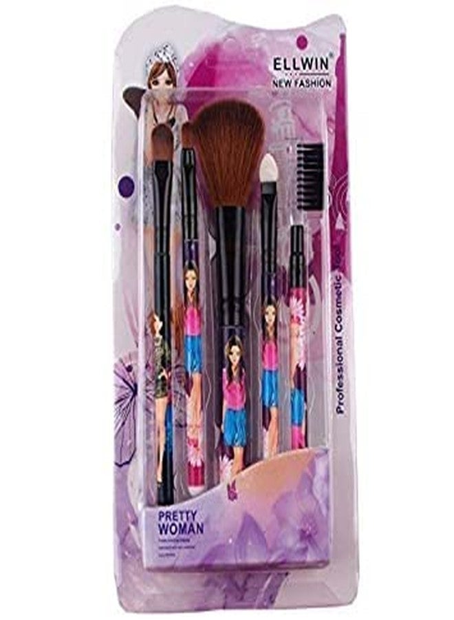 KYNA Combo Of 5 Soft Make Up Brushes Foundation Blending Brush Eyeshadow Cosmetics Tool Kit For Girls And Women Random Colours - Image 4