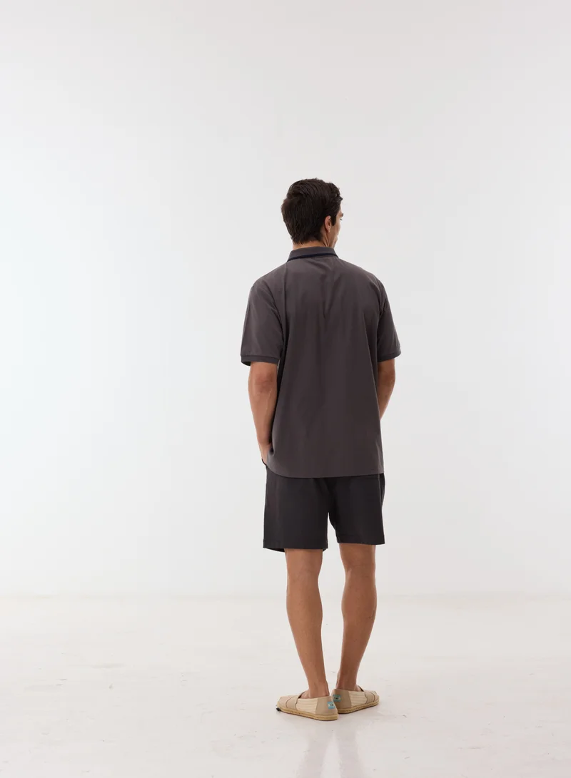 Ashita Fernandes Basil Men’s Grey Cotton Blend Shirt – Relaxed Fit Collared Waist Length Lightweight Casual Wear