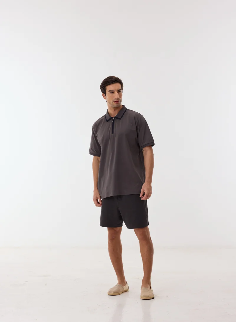 Ashita Fernandes  Basil Men’s Grey Cotton Blend Shirt – Relaxed Fit Collared Waist Length Lightweight Casual Wear for Men | Best Price UAE