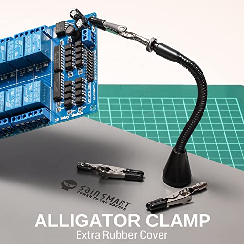 SainSmart Magnetic Helping Hands Soldering Station with an 11.1 x 7.1 Inch Larger Base, 5X LED Magnifying Lamp, 4 PCB Circuit Board Holder & 4 Flexible Magnetic Helping Hands - Image 4