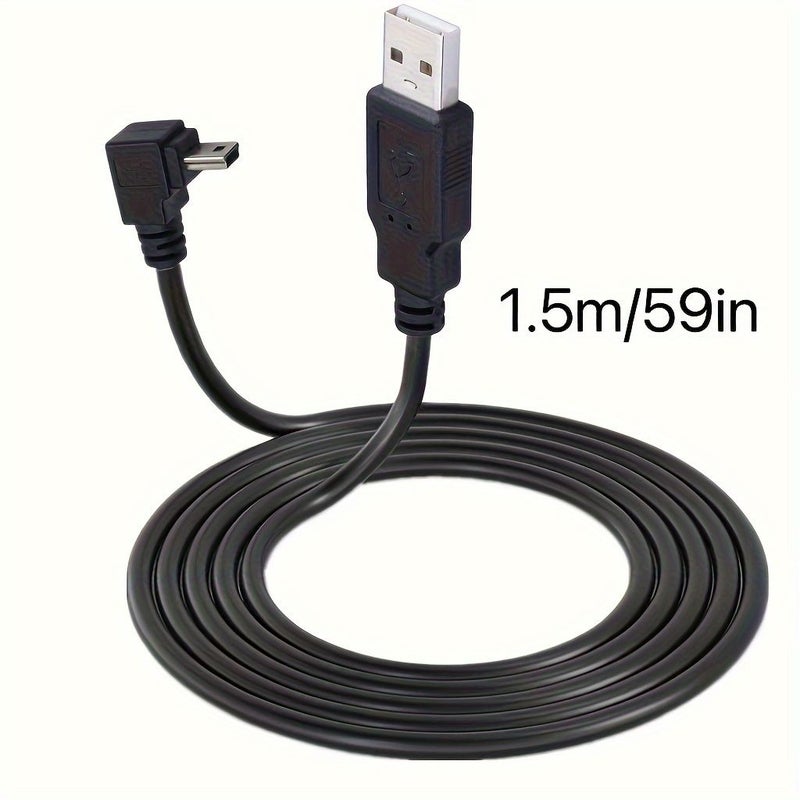 كابل USB 2.0 من نوع A إلى Mini B بطول 1.5 متر بزاوية 90 درجة للأسفل، مناسب لمزامنة البيانات والشحن. - Image 2