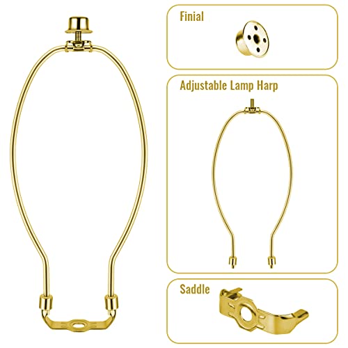yuntop 2 Pcs 10Inch Lamp Shade Harp Holders Detachable Heavy Duty DIY Lighting Accessories for Floor Lamps and Table Finials (Polished Brass) - Image 3