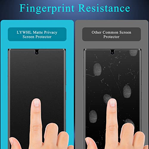 LYWHL [2+2 Pack for Samsung S22 Ultra Matte Privacy Screen Protector [Support Fingerprint ID] Anti-Spy Anti-Glare Full Adhesive Flexible Film + Camera Lens Glass Protector for Galaxy S22 Ultra 6.8” - Image 5