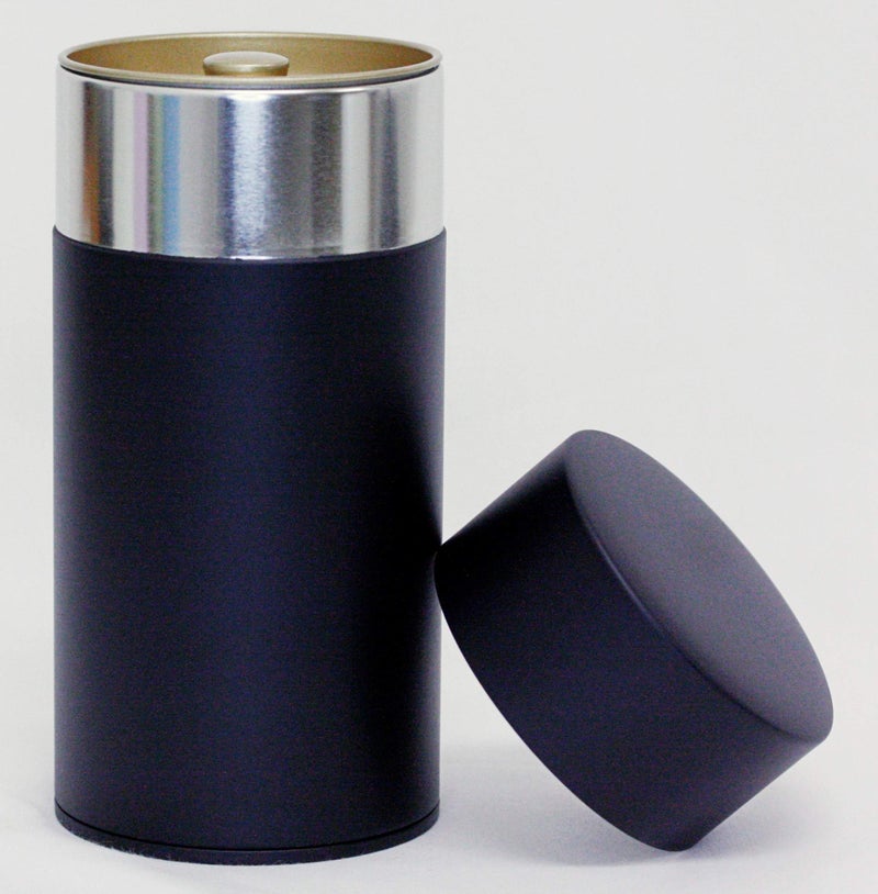 KOTODO KOTODO Lacquer-Coated Tea Canister : Long 7oz (200g) Matte Black  Japan - Image 1