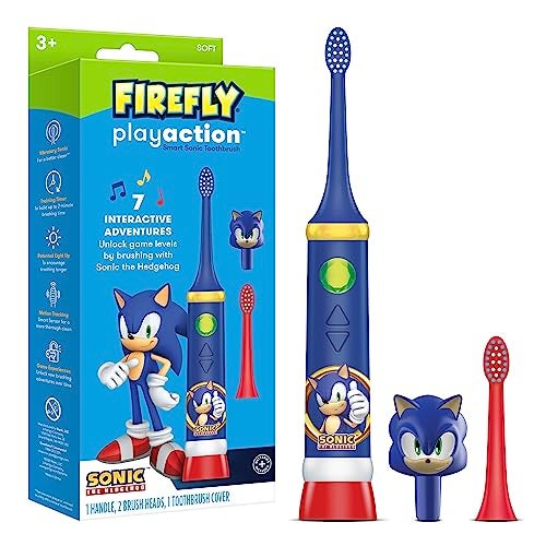 FIREFLY Play Action Sonic The Hedgehog Toothbrush Kit, Interactive Battery Operated Toothbrush with Lights, Music and Games, Batteries Included, Ages 3+ - Image 1